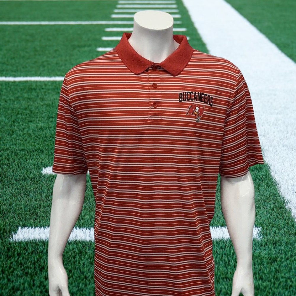 Tampa Bay Buccaneers Bucs NFL Team Apparel Red Stripe Men's Polo Shirt XXL EUC